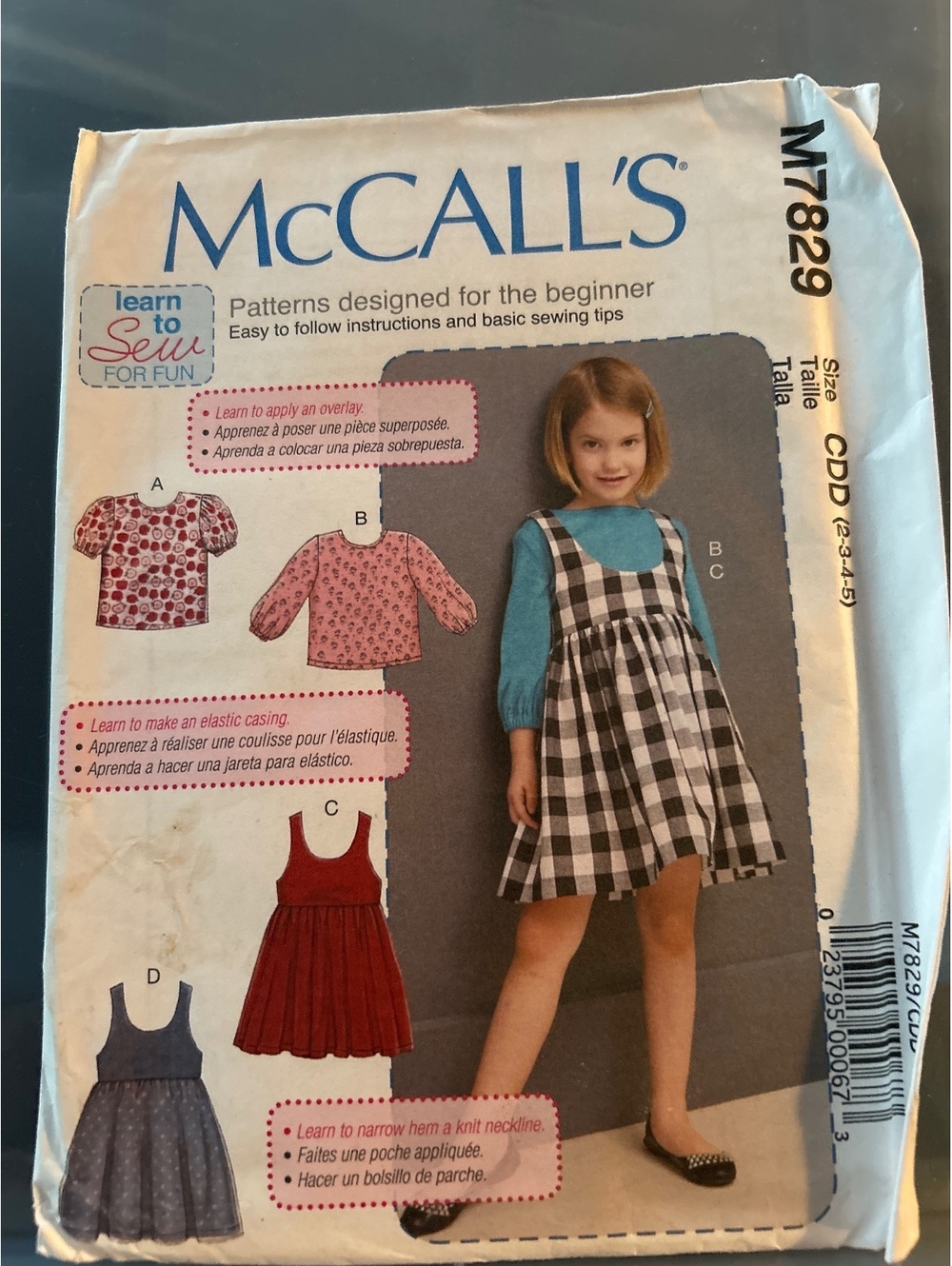 McCall's M7829 Children's Tops and Jumpers Sewing Pattern Size CDD (3-4-5)
